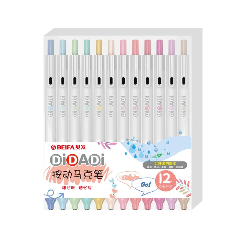 Beifa Manga Markers Press Pen Change Refill Sketching 6/12 Colors Art School Oily Alcoholic Brush Pen for Animation Draw  манга