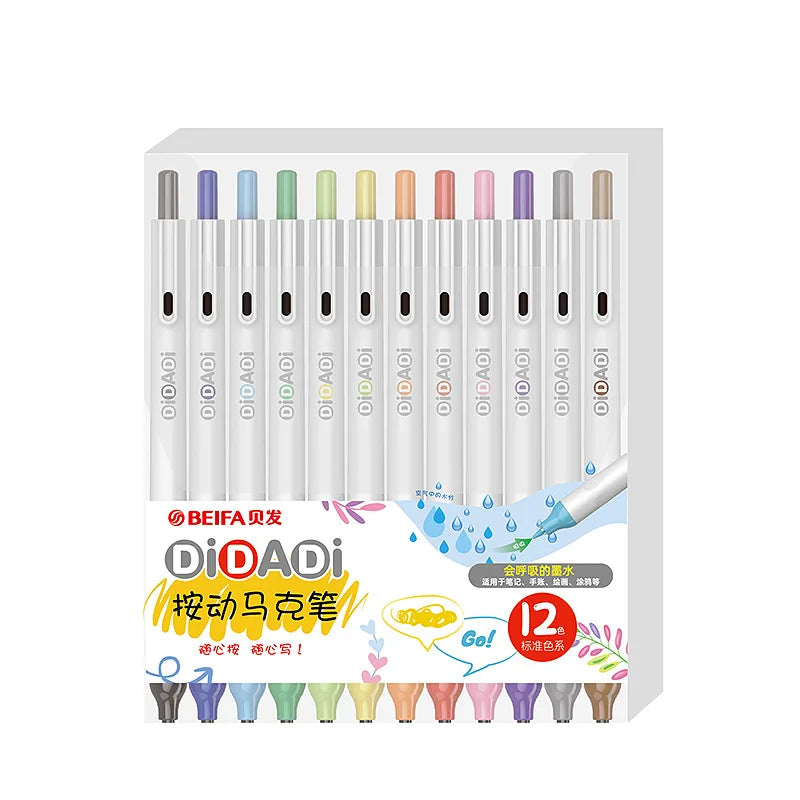 Beifa Manga Markers Press Pen Change Refill Sketching 6/12 Colors Art School Oily Alcoholic Brush Pen for Animation Draw  манга