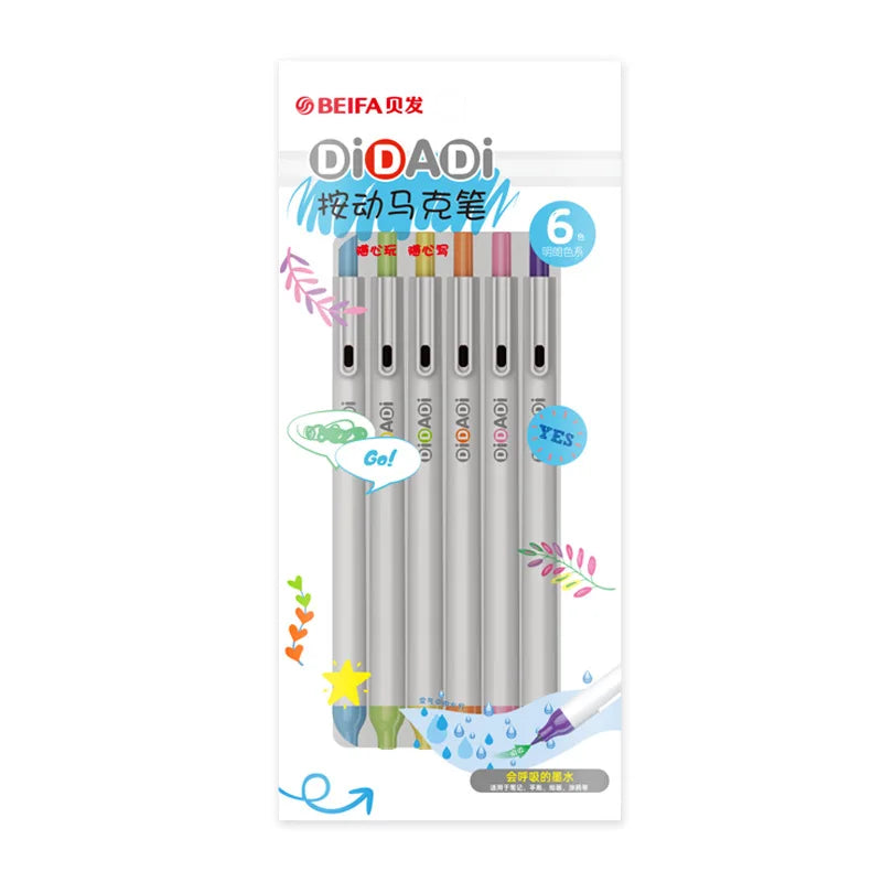 Beifa Manga Markers Press Pen Change Refill Sketching 6/12 Colors Art School Oily Alcoholic Brush Pen for Animation Draw  манга
