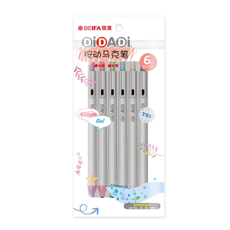 Beifa Manga Markers Press Pen Change Refill Sketching 6/12 Colors Art School Oily Alcoholic Brush Pen for Animation Draw  манга