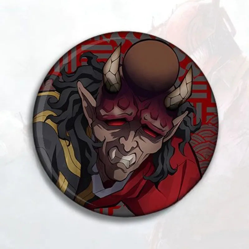 Demon Slayer Douma Akaza Kokushibo 2D anime peripheral creative cartoon printed brooch badge men and women schoolbag accessories