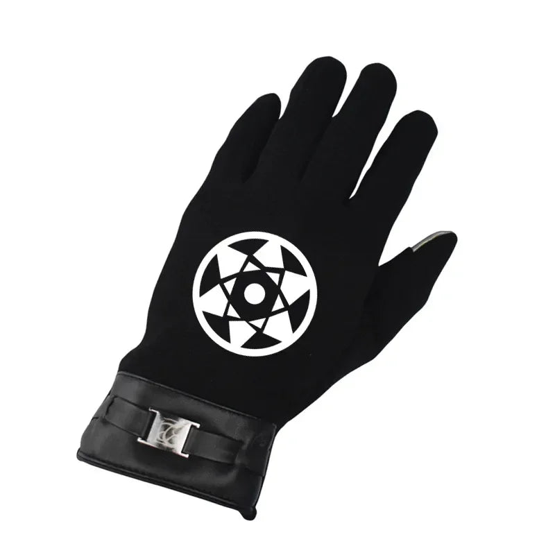 Anime Naruto Slayer Red Cloud Warm Gloves for Women Men Kids Winter Warm Fleece Full Wrap Cotton Touch Screen Gloves Toys Gifts