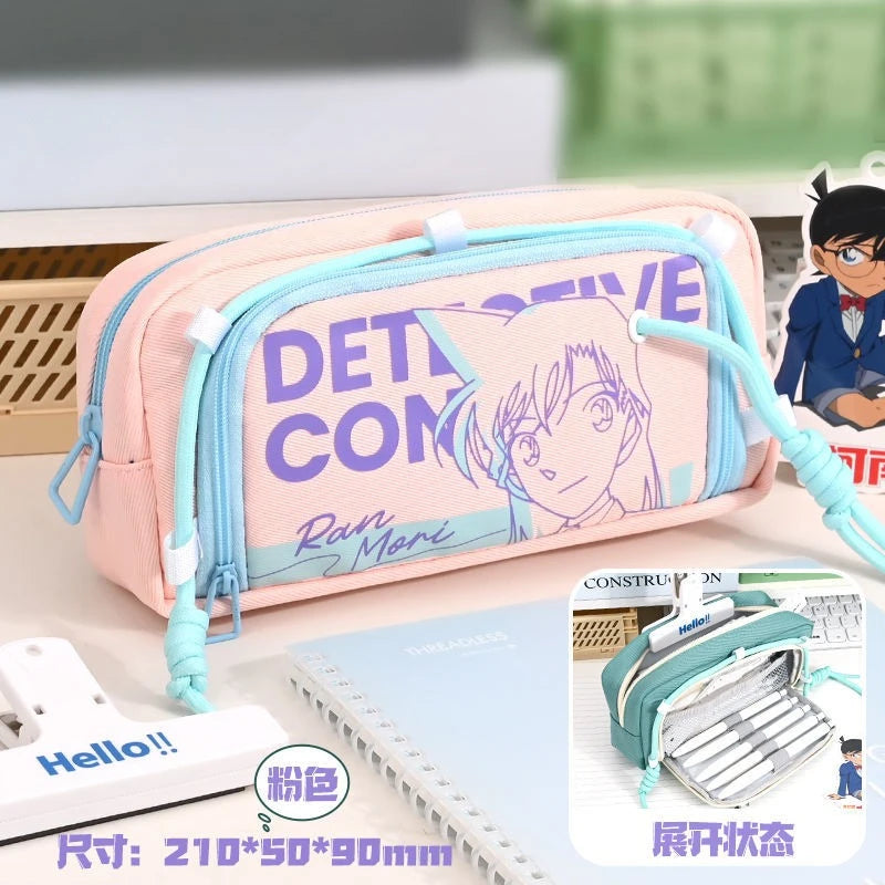 Detective Conan Ran Mouri Graythorn Anime Cartoon Character Pattern Large Capacity Stationery Box Student Pencil Case Prizes