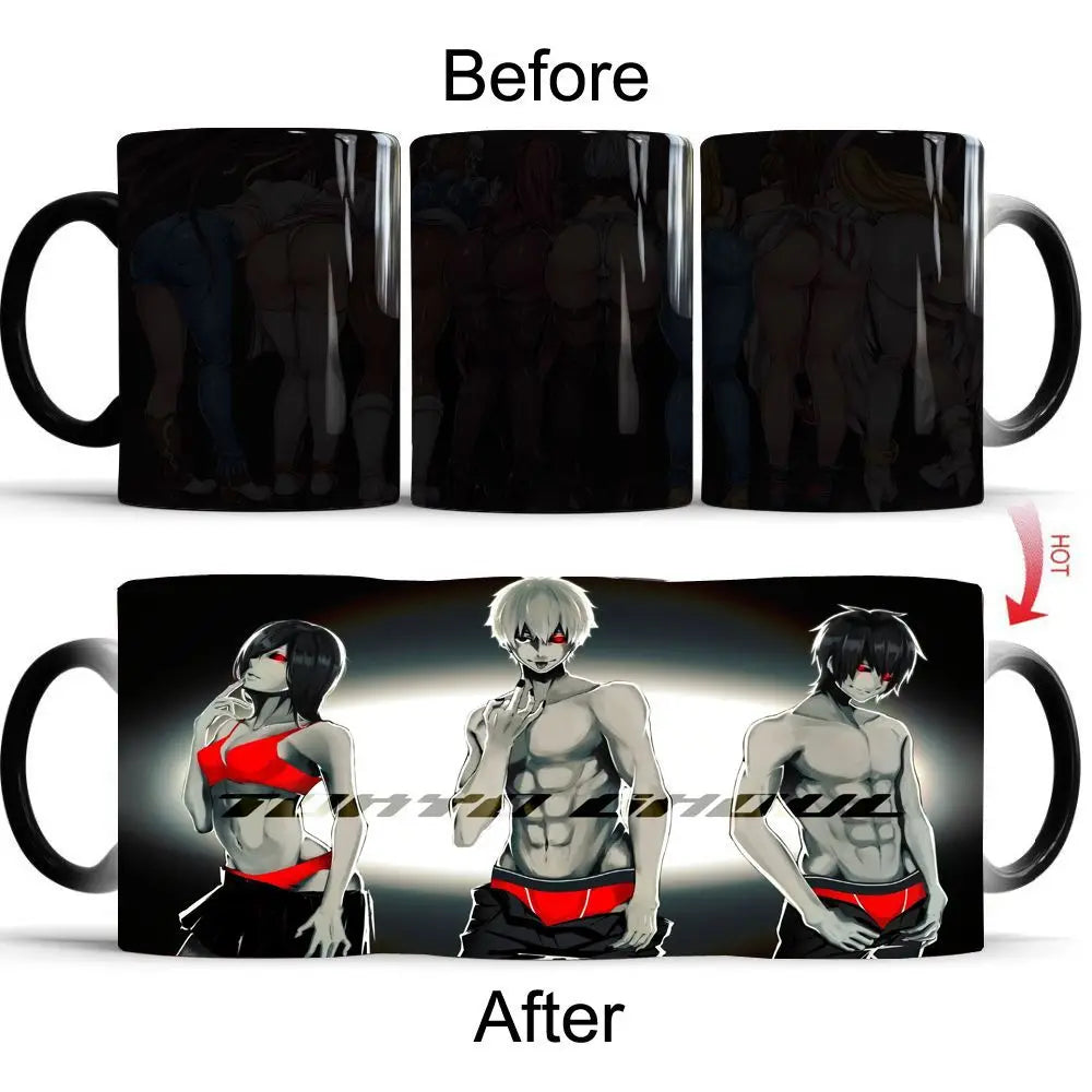 Tokyo Ghoul Color Changing Mug Anime Discoloration Cup Manga Ceramic Coffee Cups Heat Sensitive Milk Tea Mugs Novelty Drinkware