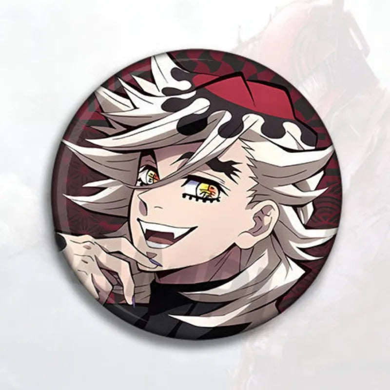 Demon Slayer Douma Akaza Kokushibo 2D anime peripheral creative cartoon printed brooch badge men and women schoolbag accessories