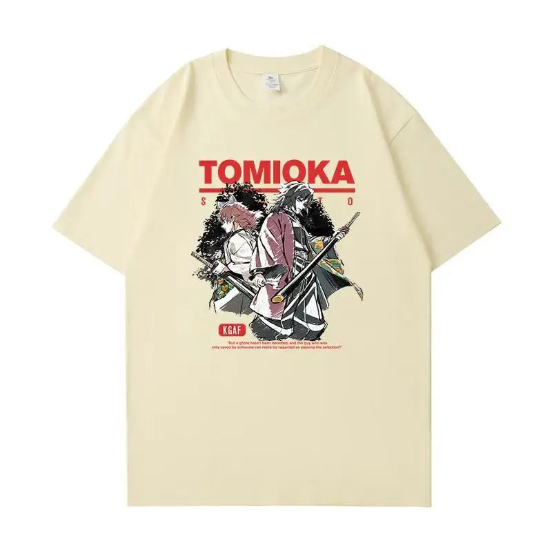 100% Cotton Demon Slayer Manga Short-sleeved T-shirt Collaboration with Yoshiyuki Tomioka and Yasuto for Men and Women