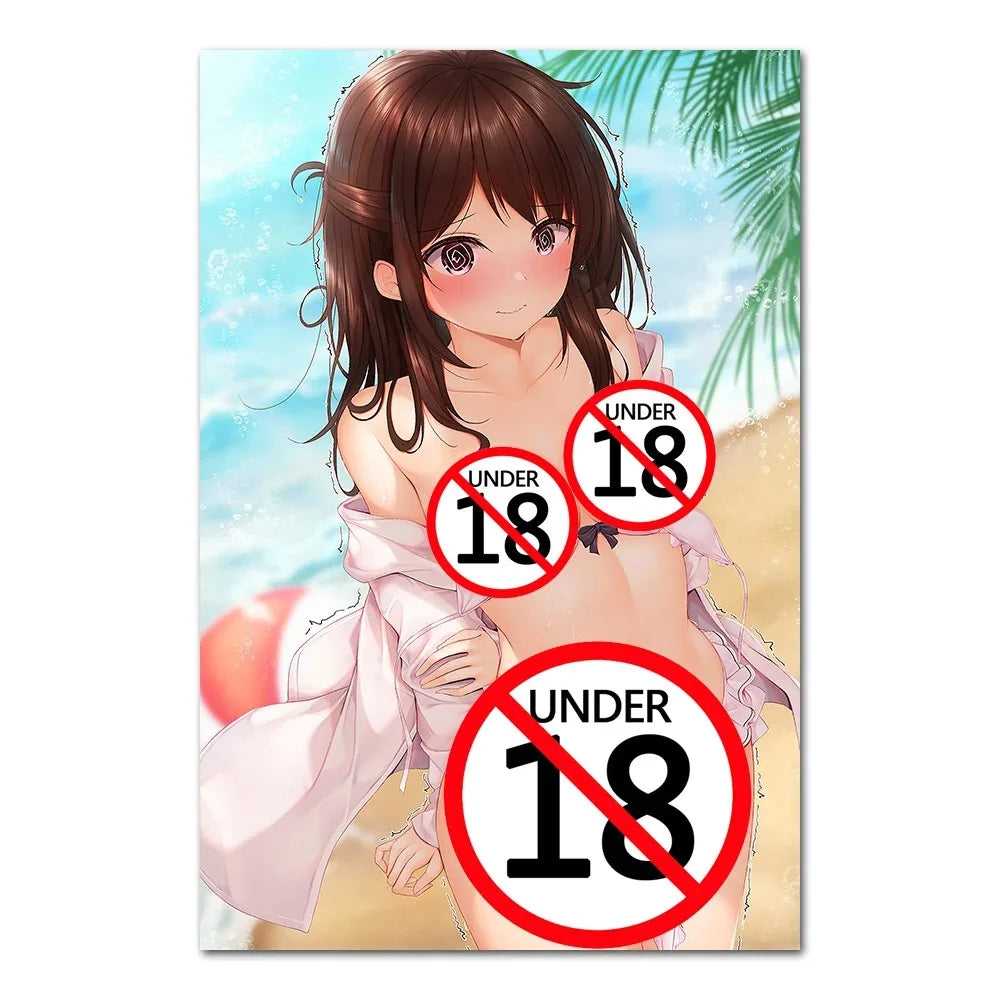 Manga Sexy Kawaii Girl Anime Posters Adult Cartoon Art Picture Canvas Printings Painting Wall Decor for Bedroom Living Room