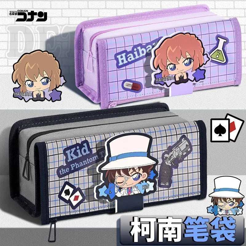 Detective Conan Ran Mouri Graythorn Anime Cartoon Character Pattern Large Capacity Stationery Box Student Pencil Case Prizes