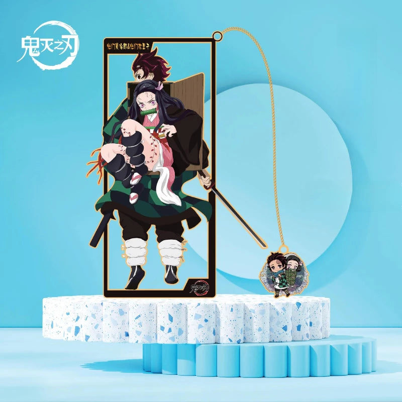 New Demon Slayer Metal Bookmark Anime Cosplay Gift Tanjiro Nezuko Zenitsu Study Stationery