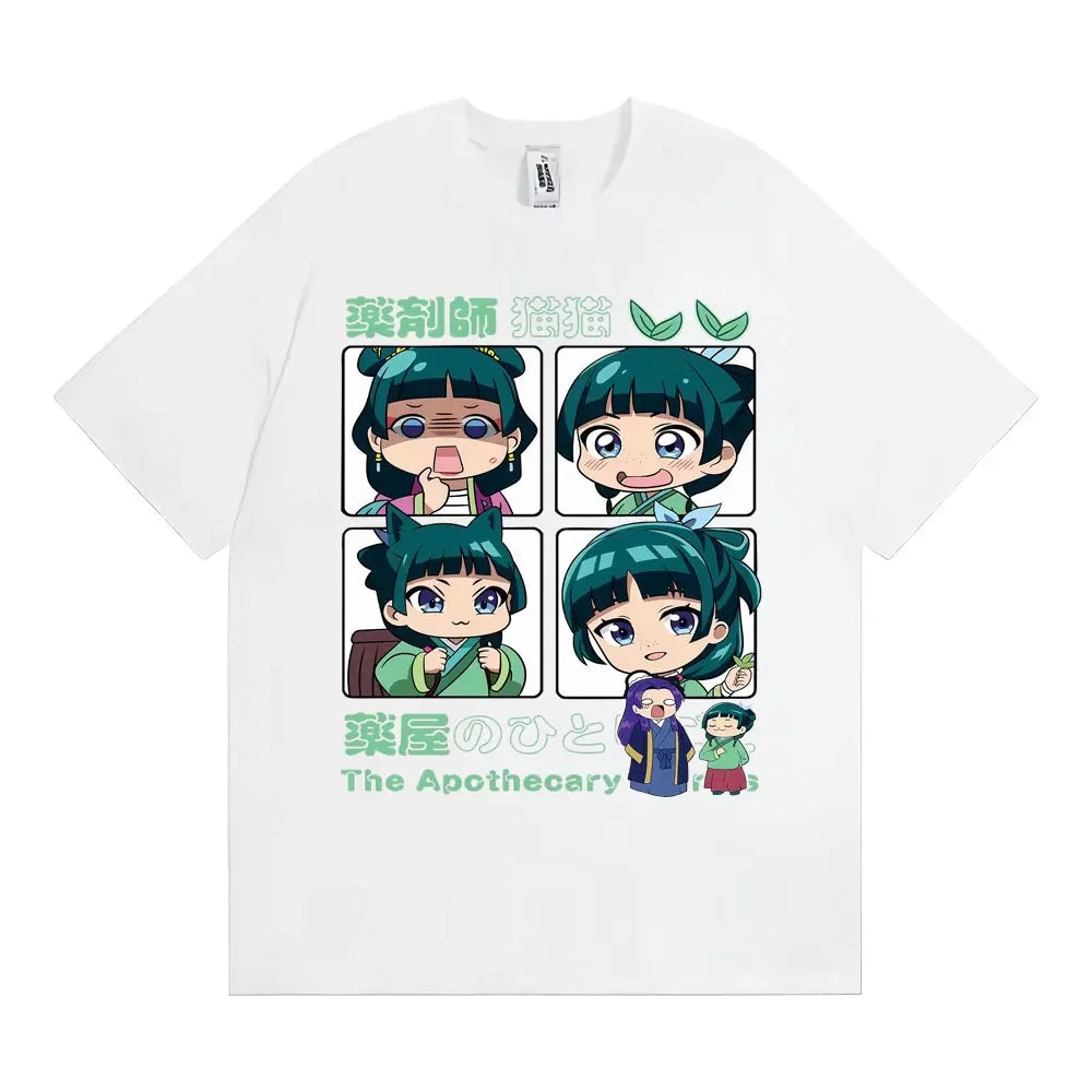Manga Pharmacist Diarygraphic T-shirt for Womencute and Fashionable Short-sleeve Japanese Anime Harajuku Short Sleeve Casual