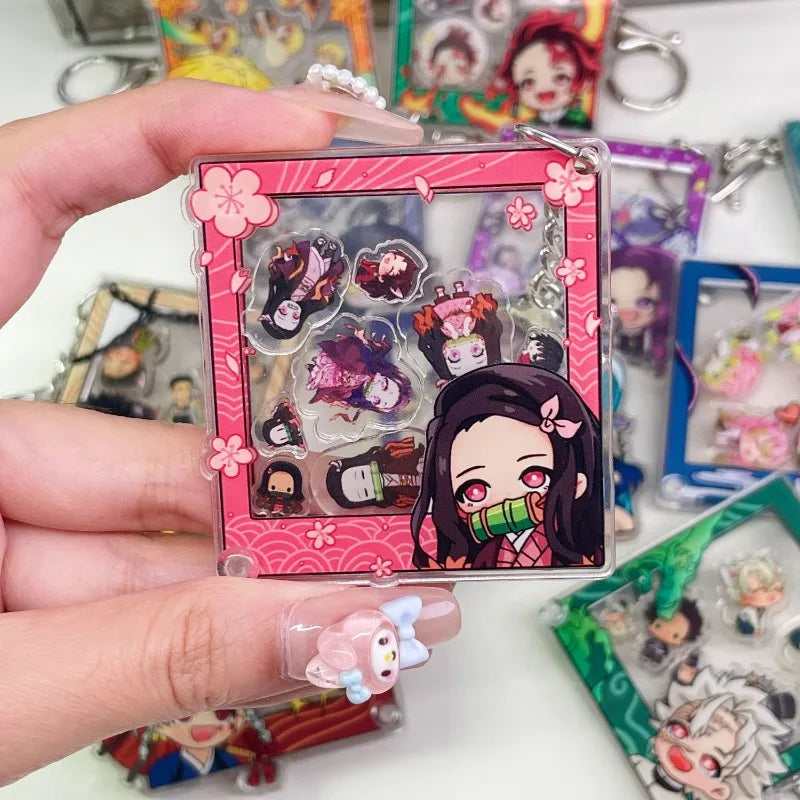 Demon Slayer Nezuko Tanjiro Kamado anime two-dimensional acrylic pendant diy shaker detachable keychain accessories wholesale