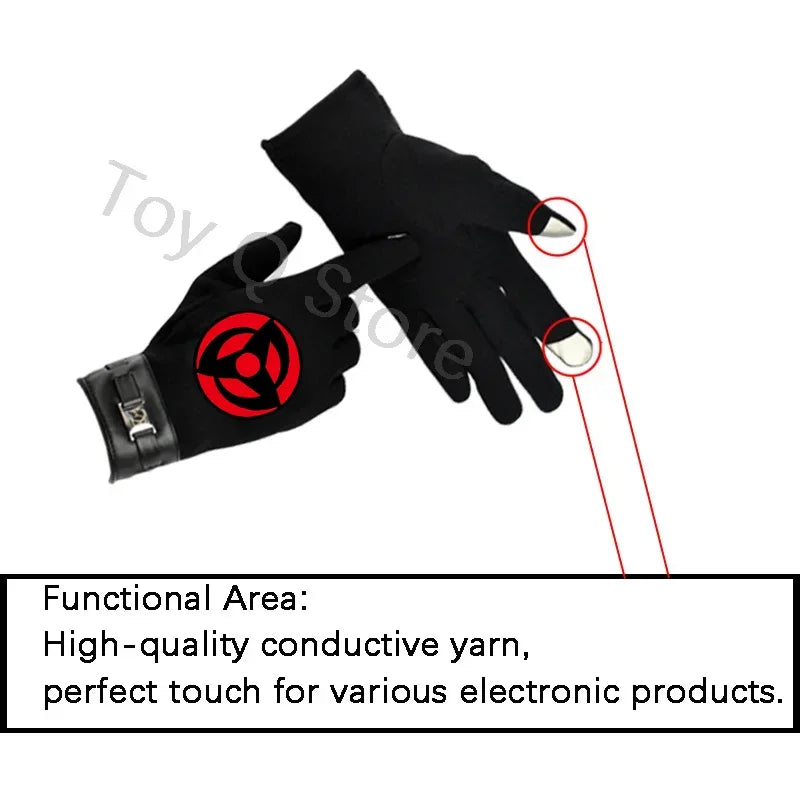 Anime Naruto Slayer Red Cloud Warm Gloves for Women Men Kids Winter Warm Fleece Full Wrap Cotton Touch Screen Gloves Toys Gifts