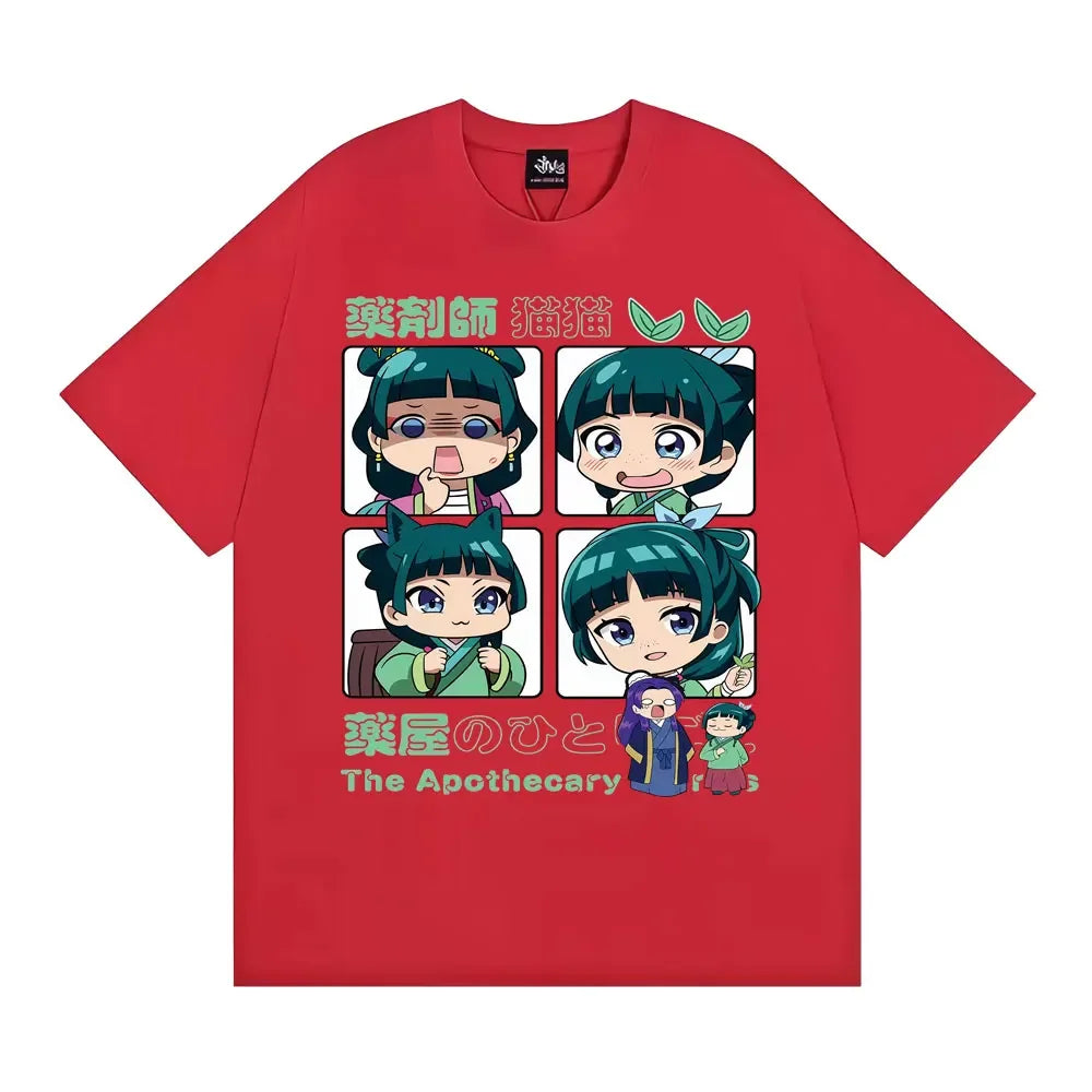 Manga Pharmacist Diarygraphic T-shirt for Womencute and Fashionable Short-sleeve Japanese Anime Harajuku Short Sleeve Casual