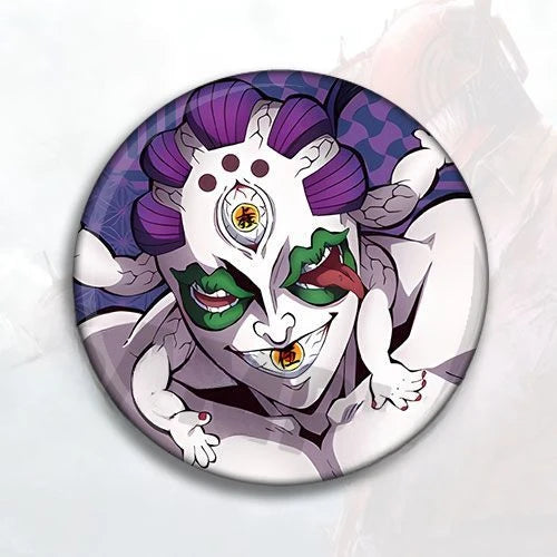 Demon Slayer Douma Akaza Kokushibo 2D anime peripheral creative cartoon printed brooch badge men and women schoolbag accessories