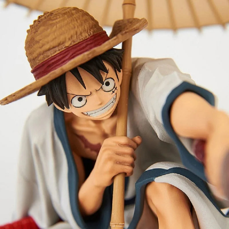 One Piece GK Kimono Monkey D Luffy 14cm Anime Action Figure Model Straw Hat Luffy Figma Doll Collecting Toys Desktop Decoration