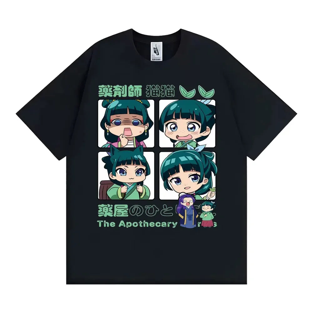 Manga Pharmacist Diarygraphic T-shirt for Womencute and Fashionable Short-sleeve Japanese Anime Harajuku Short Sleeve Casual