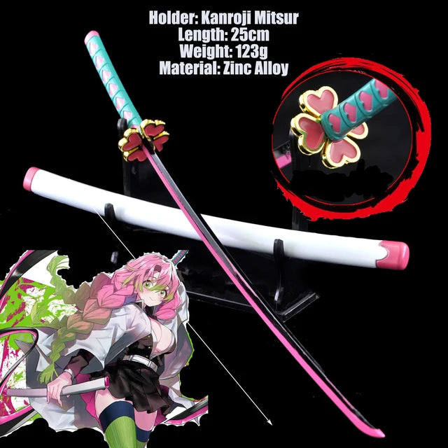 Demon Slayer Real Katana Swords 25cm Anime Demon Slayer Cosplay Metal Props Weapon Cosplay Props Battle Read Edge Bedroom Decor