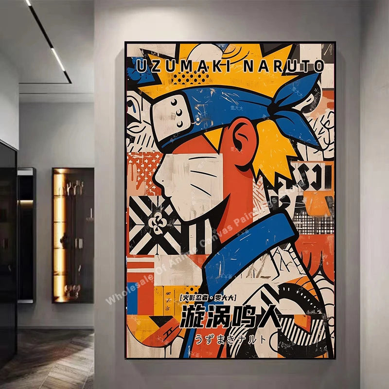 Naruto Poster By Kakashisuke Itachi Uchiha Akatsuki Graffiti Anime Character Oil Painting Modern Home Decoration Mural