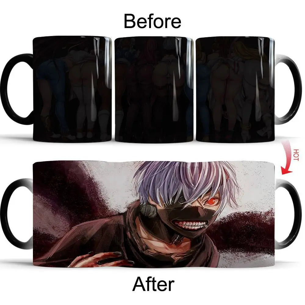 Tokyo Ghoul Color Changing Mug Anime Discoloration Cup Manga Ceramic Coffee Cups Heat Sensitive Milk Tea Mugs Novelty Drinkware