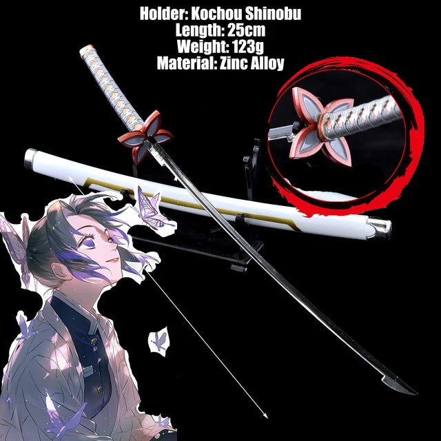 Demon Slayer Real Katana Swords 25cm Anime Demon Slayer Cosplay Metal Props Weapon Cosplay Props Battle Read Edge Bedroom Decor