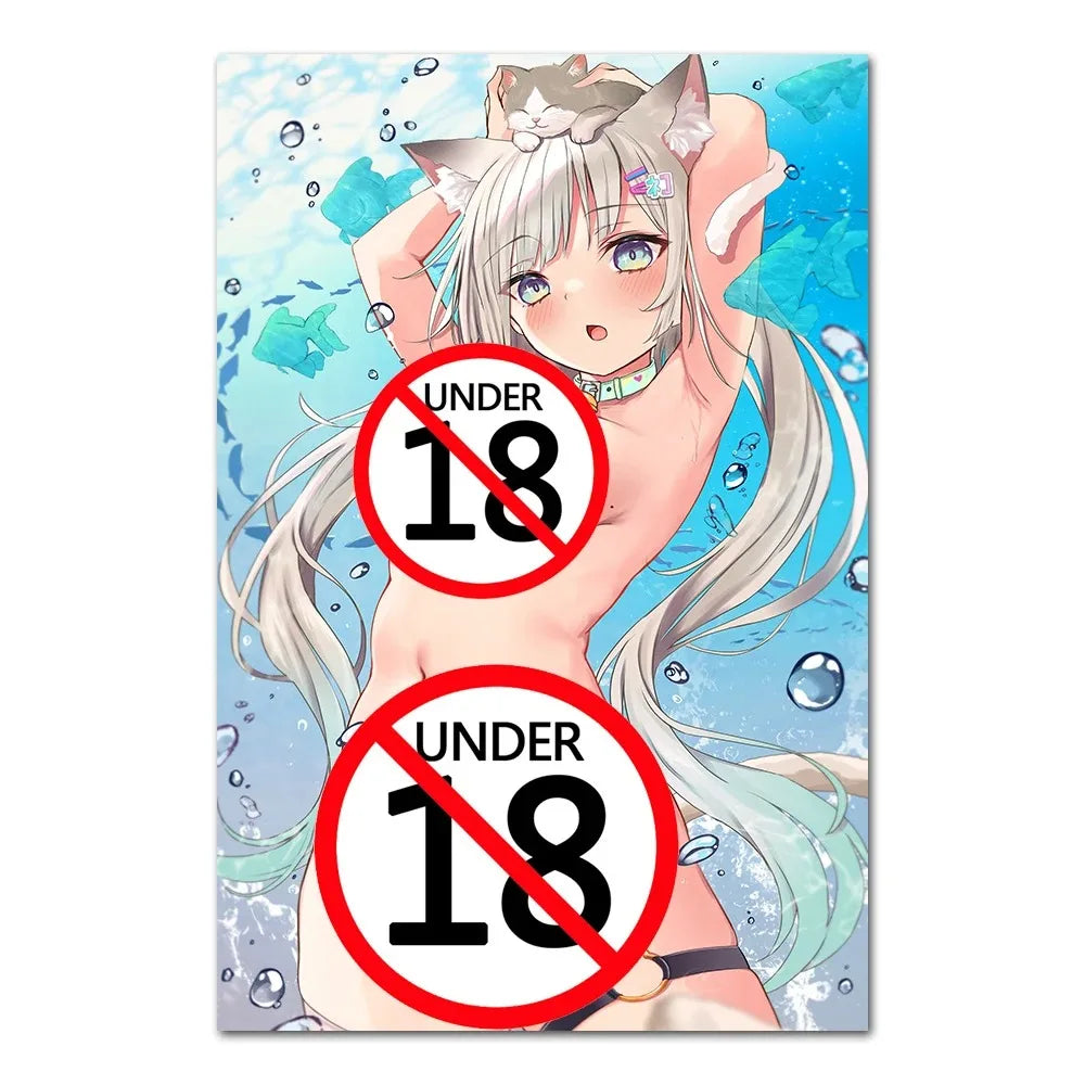 Manga Sexy Kawaii Girl Anime Posters Adult Cartoon Art Picture Canvas Printings Painting Wall Decor for Bedroom Living Room