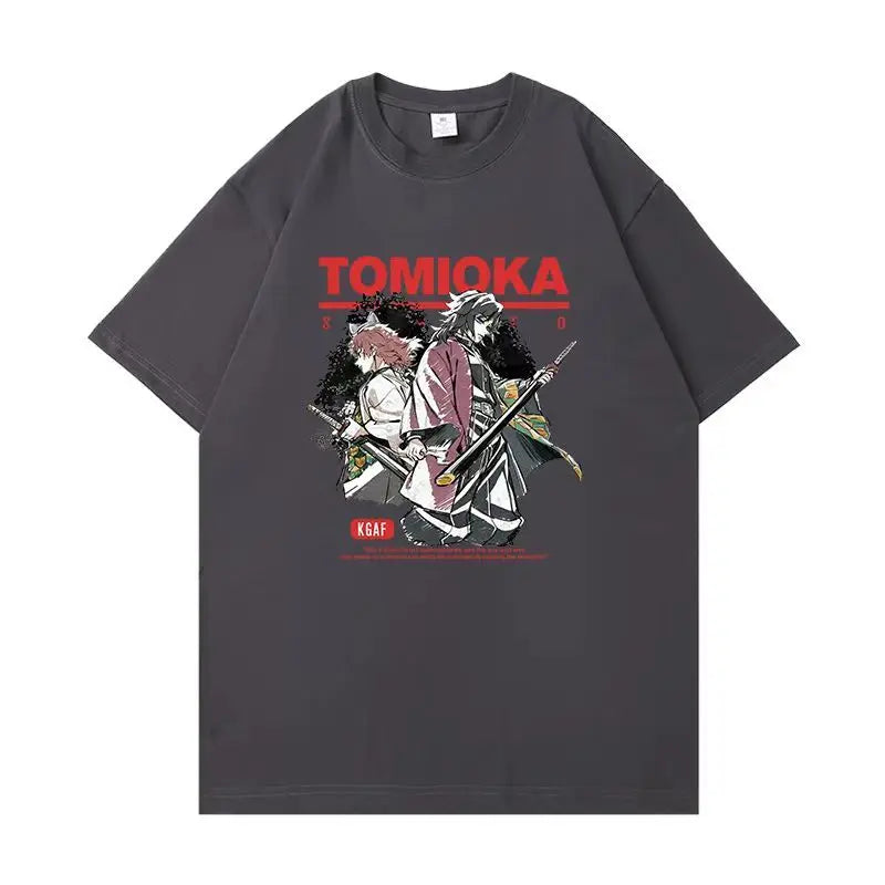 100% Cotton Demon Slayer Manga Short-sleeved T-shirt Collaboration with Yoshiyuki Tomioka and Yasuto for Men and Women