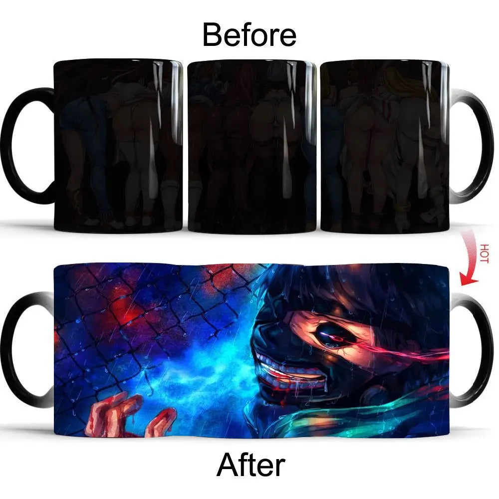Tokyo Ghoul Color Changing Mug Anime Discoloration Cup Manga Ceramic Coffee Cups Heat Sensitive Milk Tea Mugs Novelty Drinkware