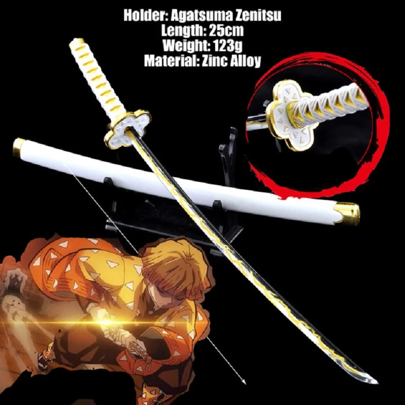 Demon Slayer Real Katana Swords 25cm Anime Demon Slayer Cosplay Metal Props Weapon Cosplay Props Battle Read Edge Bedroom Decor