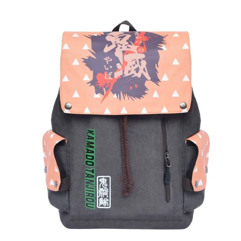 One Piece anime peripheral student schoolbag thickened washed canvas men and women backpack Naruto cartoon drawstring bag