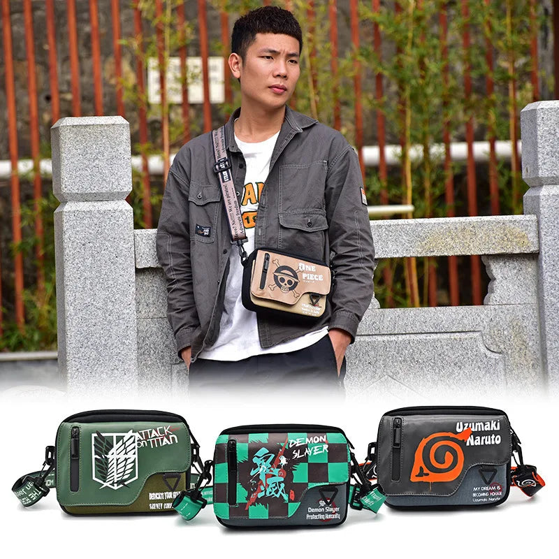 Anime Crossbody Bag Male Students Anime One Piece Attack on Titan Naruto Personalized Small Shoulder Bag handbag fashion gift