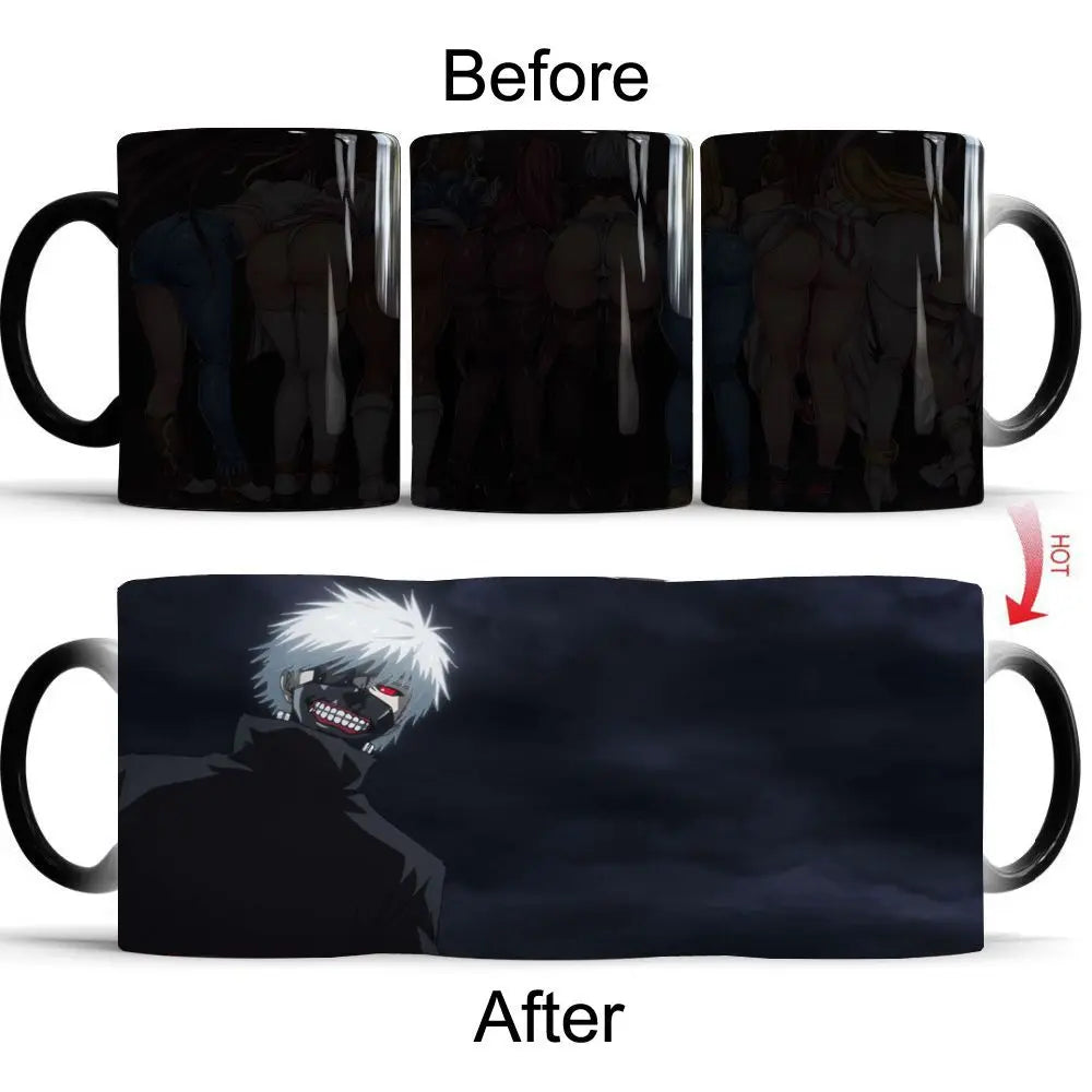Tokyo Ghoul Color Changing Mug Anime Discoloration Cup Manga Ceramic Coffee Cups Heat Sensitive Milk Tea Mugs Novelty Drinkware
