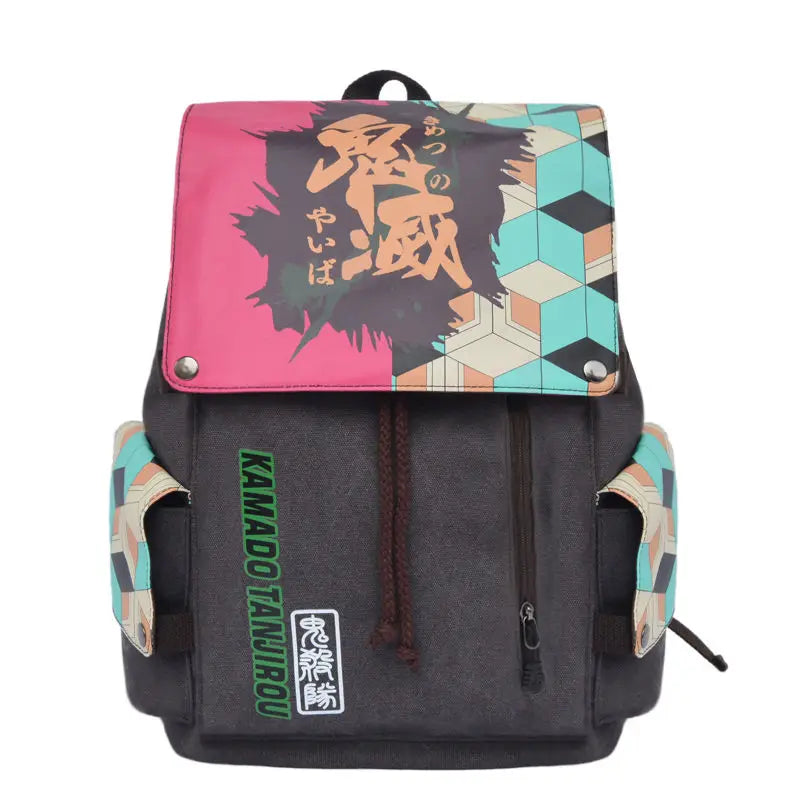 One Piece anime peripheral student schoolbag thickened washed canvas men and women backpack Naruto cartoon drawstring bag