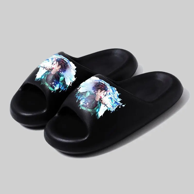 Demon Slayer: Tanjiro, soft sole, comfortable and handsome flip-flops, men's and women's summer anti-slip sandals, holiday gift