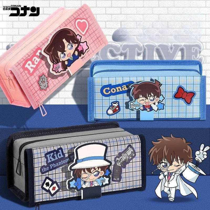 Detective Conan Ran Mouri Graythorn Anime Cartoon Character Pattern Large Capacity Stationery Box Student Pencil Case Prizes