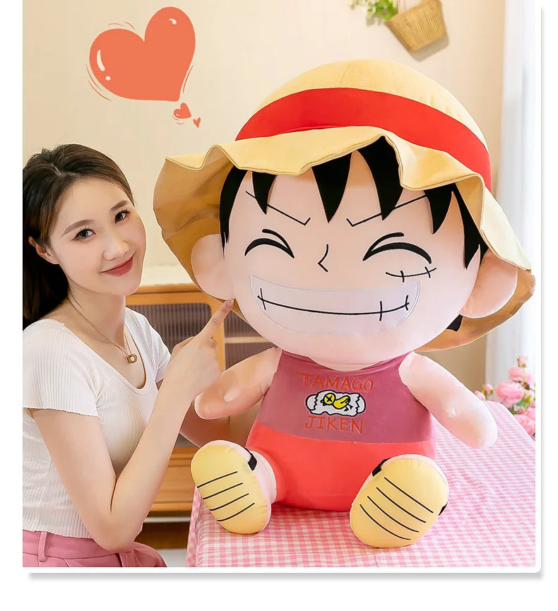 70cm Bandai Plush Toy Anime Integrated Plush Toy Cartoon Cute Straw Hat Luffy Soft Plush Cloth Doll Pillow Boy And Girl Gift