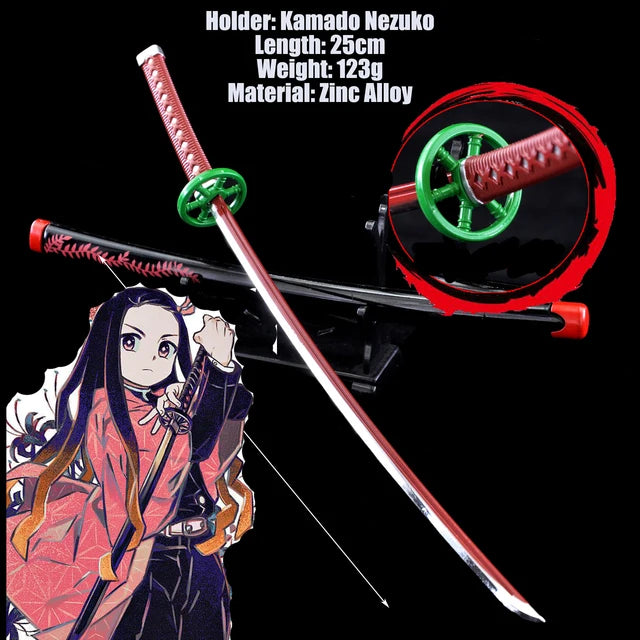 Demon Slayer Real Katana Swords 25cm Anime Demon Slayer Cosplay Metal Props Weapon Cosplay Props Battle Read Edge Bedroom Decor