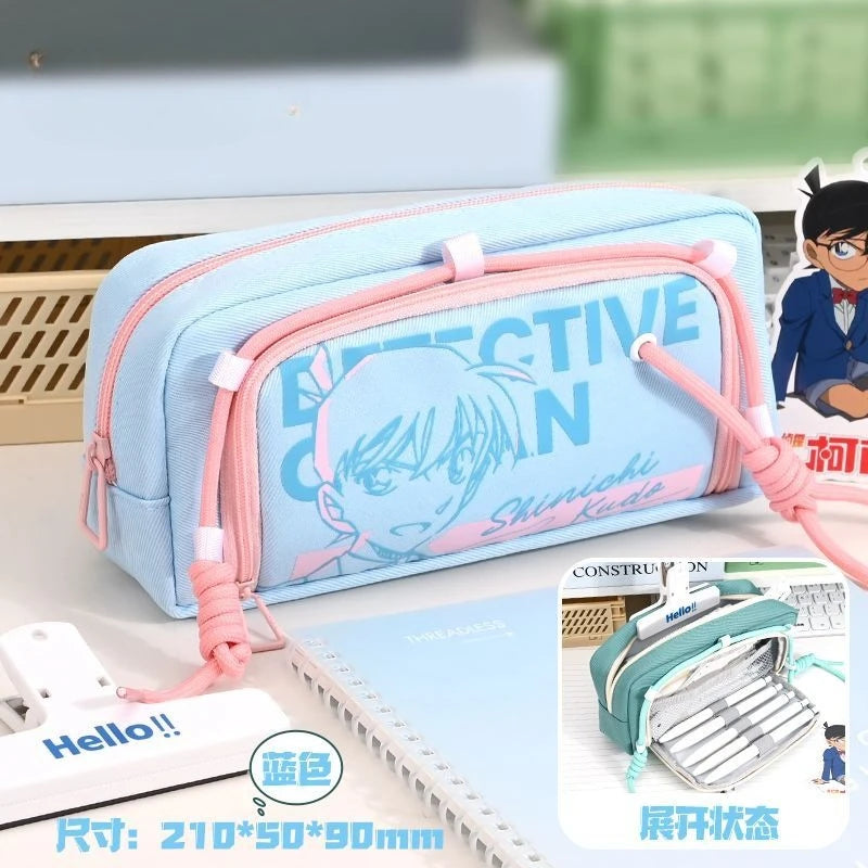 Detective Conan Ran Mouri Graythorn Anime Cartoon Character Pattern Large Capacity Stationery Box Student Pencil Case Prizes