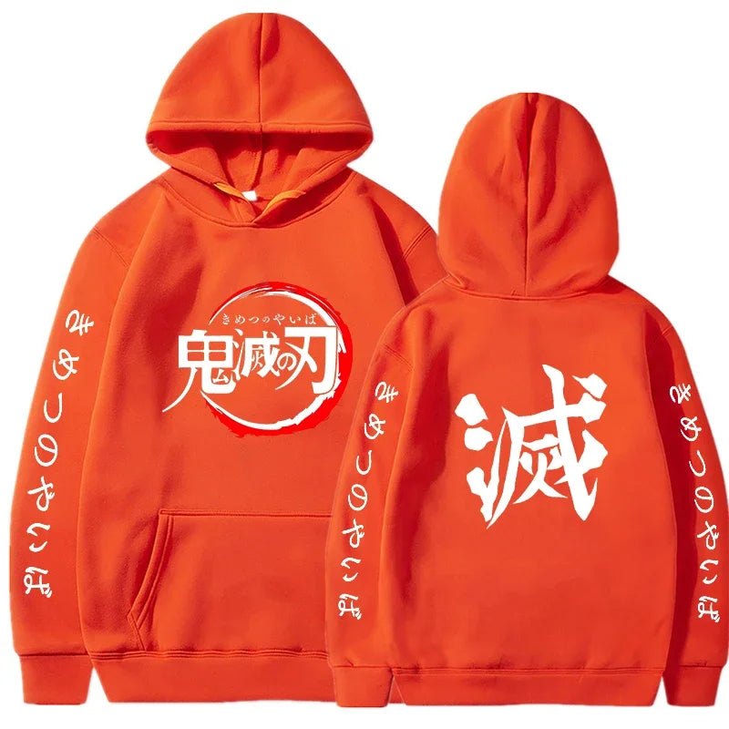 Demon Slayer Hoodies Men Fashion Letter Graphic Printed Sweatshirts Women Casual Harajuku Streetwear Hooded Pullover Sudaderas
