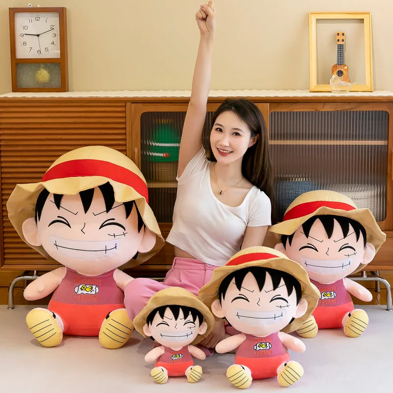 70cm Bandai Plush Toy Anime Integrated Plush Toy Cartoon Cute Straw Hat Luffy Soft Plush Cloth Doll Pillow Boy And Girl Gift