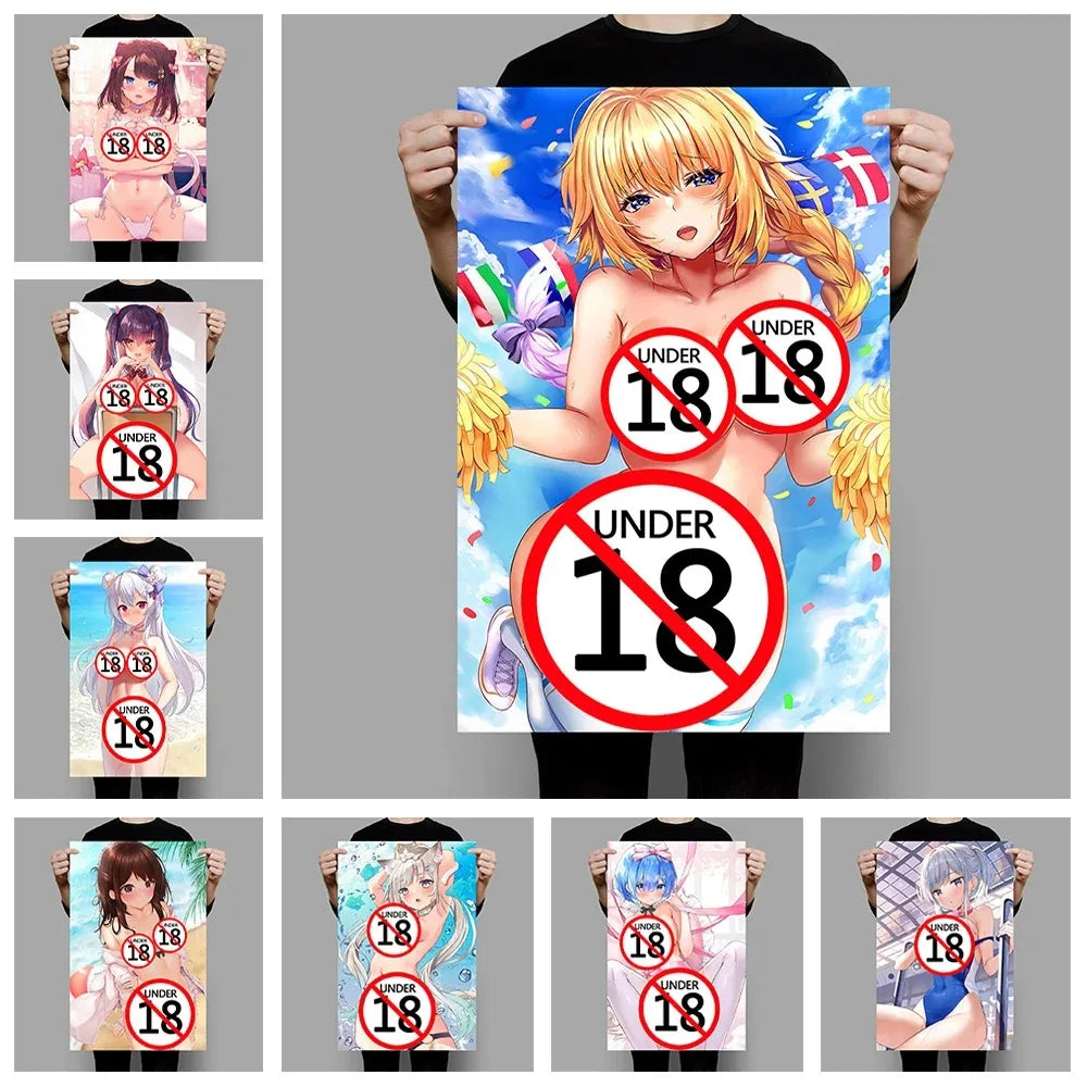 Manga Sexy Kawaii Girl Anime Posters Adult Cartoon Art Picture Canvas Printings Painting Wall Decor for Bedroom Living Room