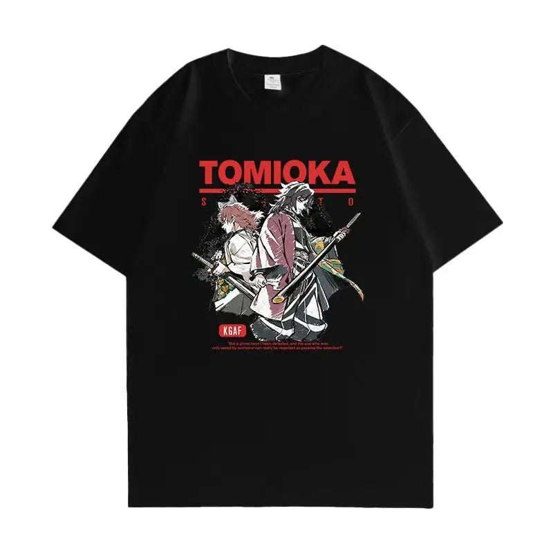 100% Cotton Demon Slayer Manga Short-sleeved T-shirt Collaboration with Yoshiyuki Tomioka and Yasuto for Men and Women