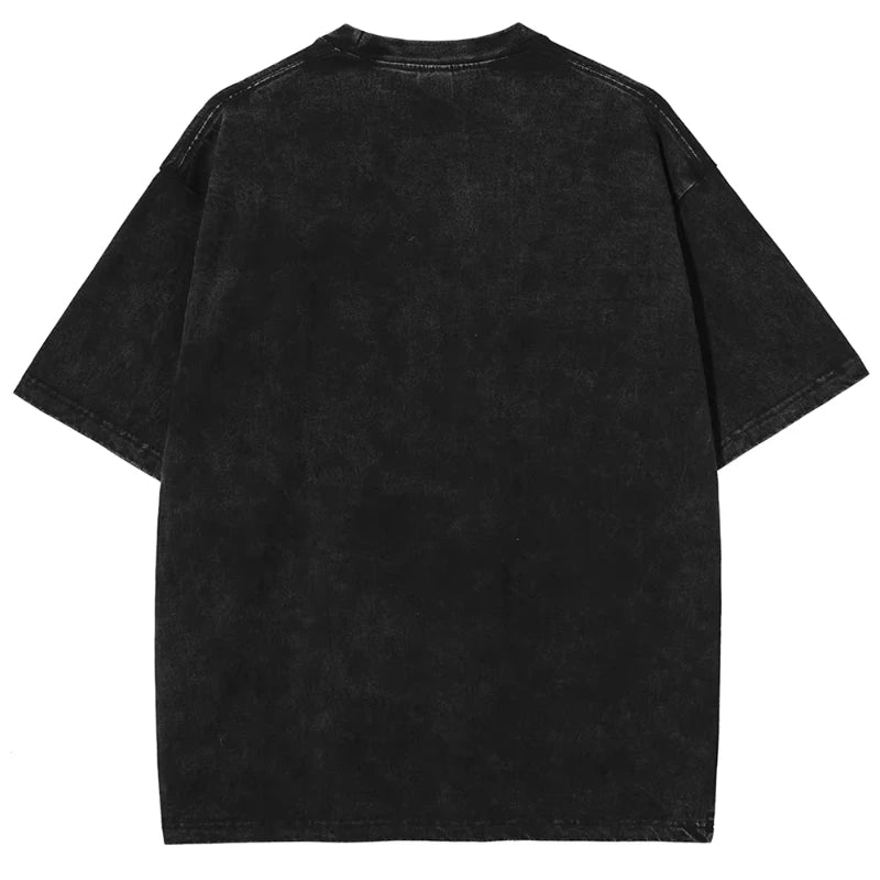 Manga Demon Slayer Graphic T-shirt Kamado Tanjirou Print Washed Oversized T Shirt Men's Clothing Pure Cotton Short Sleeves Tees