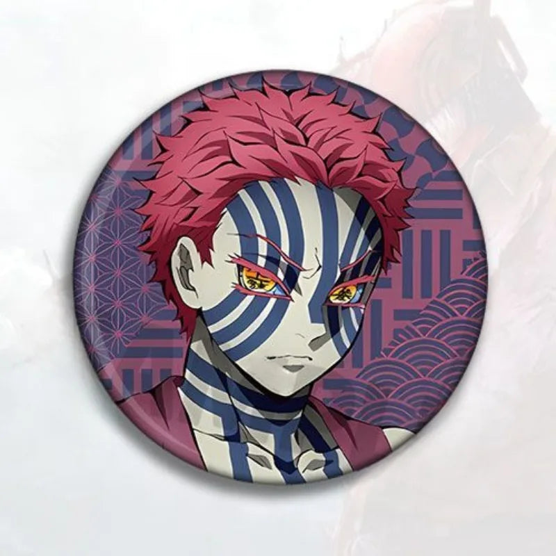 Demon Slayer Douma Akaza Kokushibo 2D anime peripheral creative cartoon printed brooch badge men and women schoolbag accessories