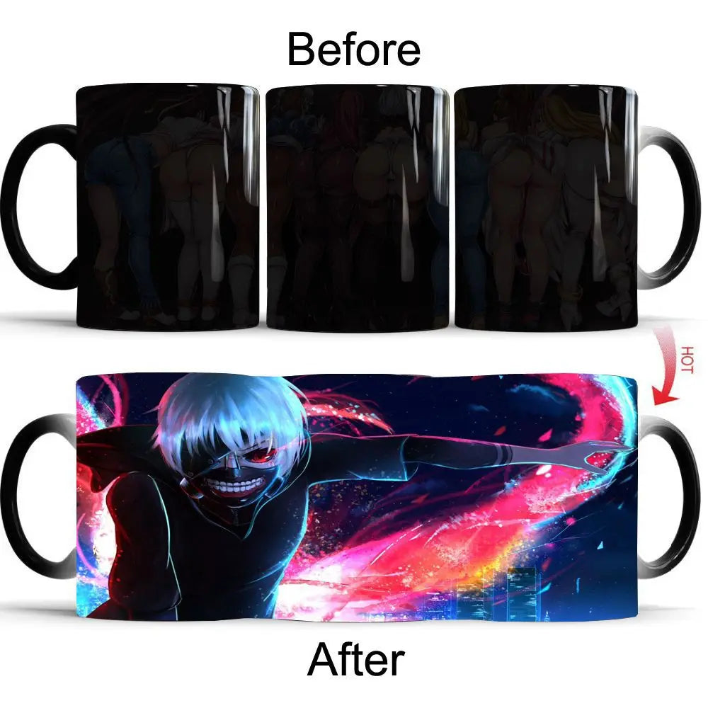 Tokyo Ghoul Color Changing Mug Anime Discoloration Cup Manga Ceramic Coffee Cups Heat Sensitive Milk Tea Mugs Novelty Drinkware