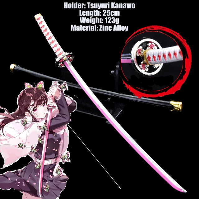 Demon Slayer Real Katana Swords 25cm Anime Demon Slayer Cosplay Metal Props Weapon Cosplay Props Battle Read Edge Bedroom Decor