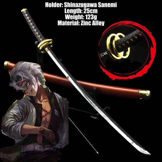 Demon Slayer Real Katana Swords 25cm Anime Demon Slayer Cosplay Metal Props Weapon Cosplay Props Battle Read Edge Bedroom Decor