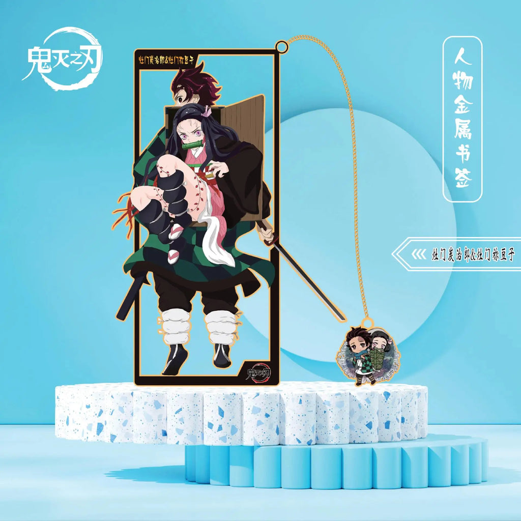 New Demon Slayer Metal Bookmark Anime Cosplay Gift Tanjiro Nezuko Zenitsu Study Stationery
