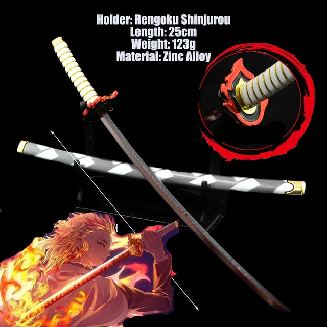 Demon Slayer Real Katana Swords 25cm Anime Demon Slayer Cosplay Metal Props Weapon Cosplay Props Battle Read Edge Bedroom Decor