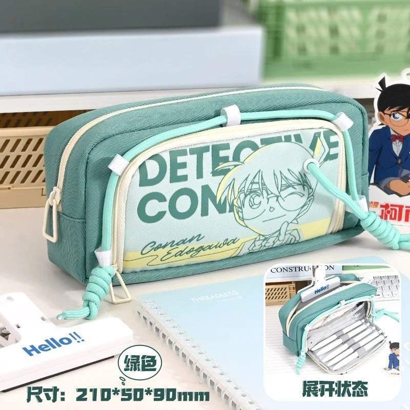 Detective Conan Ran Mouri Graythorn Anime Cartoon Character Pattern Large Capacity Stationery Box Student Pencil Case Prizes