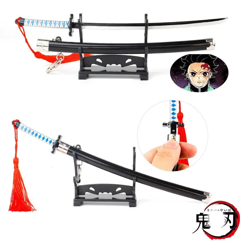 Demon Slayer Ghost Out Of The Blade Keychain Stove Door Charcoal Jielang Knife Knife Key Chain Sword Weapon Model